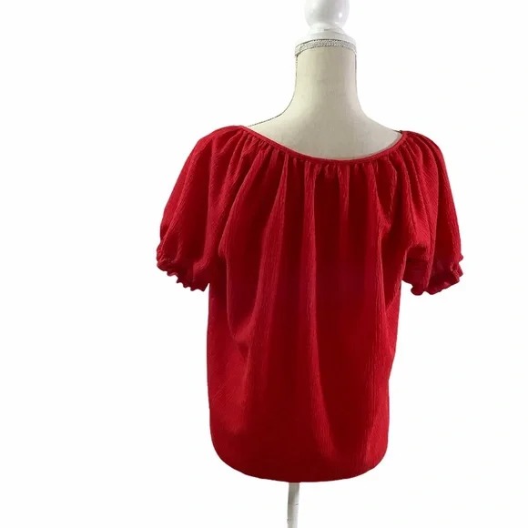 Madewell Texture & Thread Red Crepe Blouse Size Small - Picture 3 of 3